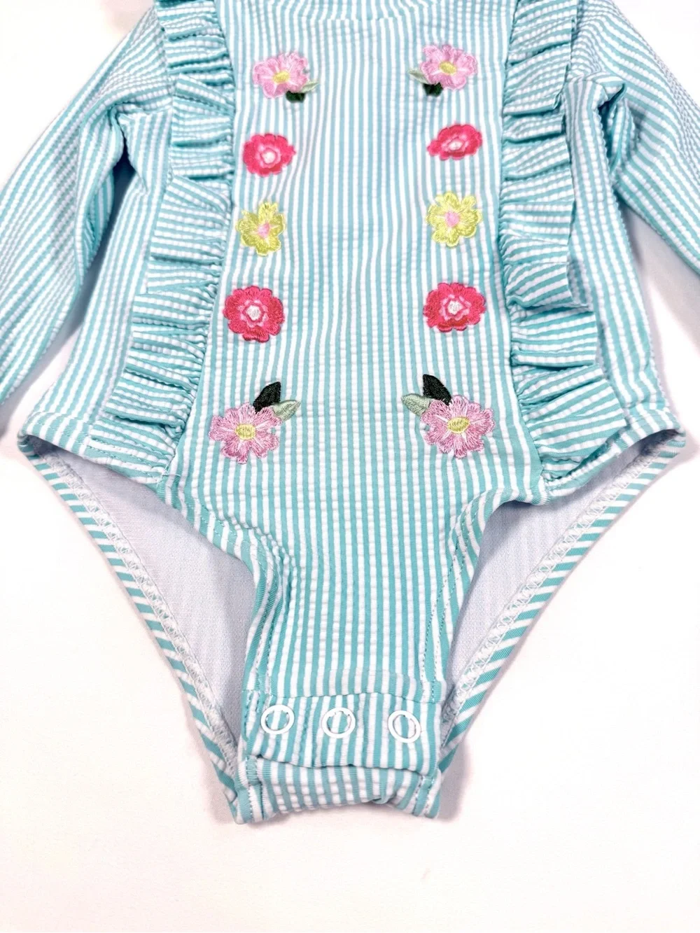 NICOLE MILLER NEW YORK Baby Girls' Floral Seersucker Ruffle One Piece Preppy 12M